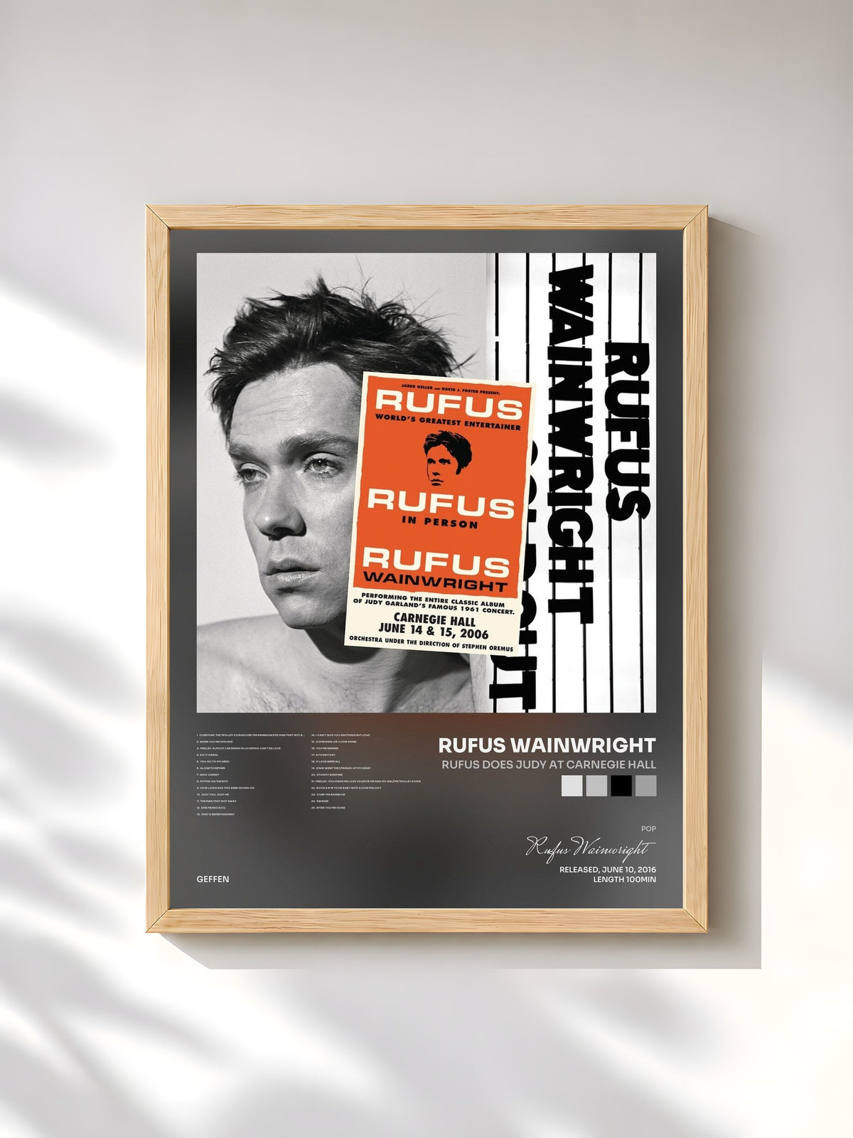 #bois Tableau de l'album Rufus Does Judy At Carnegie Hall de Rufus Wainwright, cadre en bois brut, imprimé et encadré en France