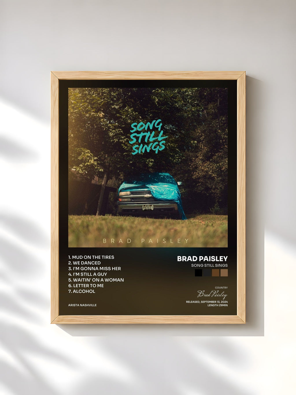 #bois Tableau de l'album Song Still Sings de Brad Paisley, cadre en bois brut, imprimé et encadré en France