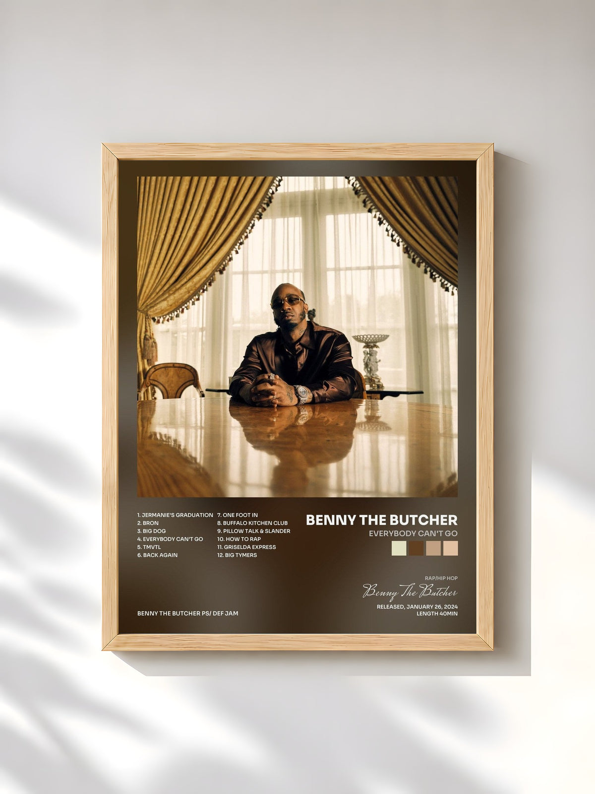 #bois Tableau de l'album Everybody Can't Go de Benny The Butcher, cadre en bois brut, imprimé et encadré en France