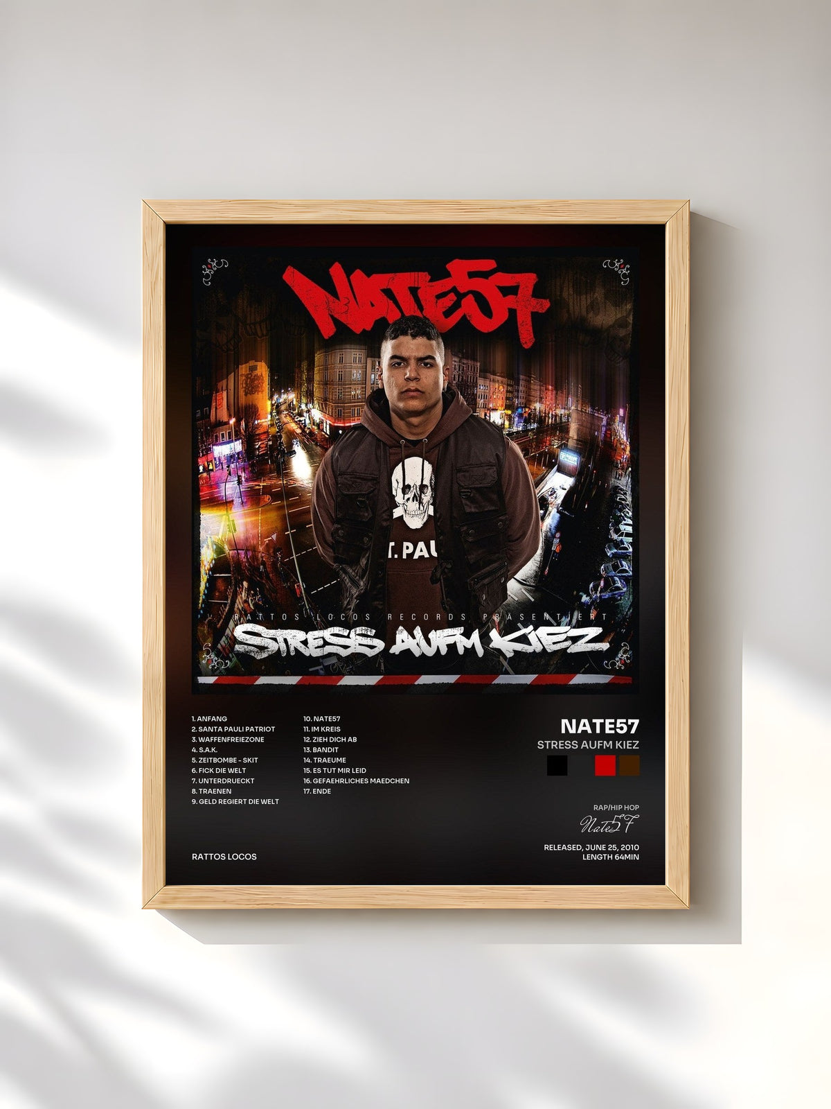#bois Tableau de l'album Stress aufm Kiez de Nate57, cadre en bois brut, imprimé et encadré en France
