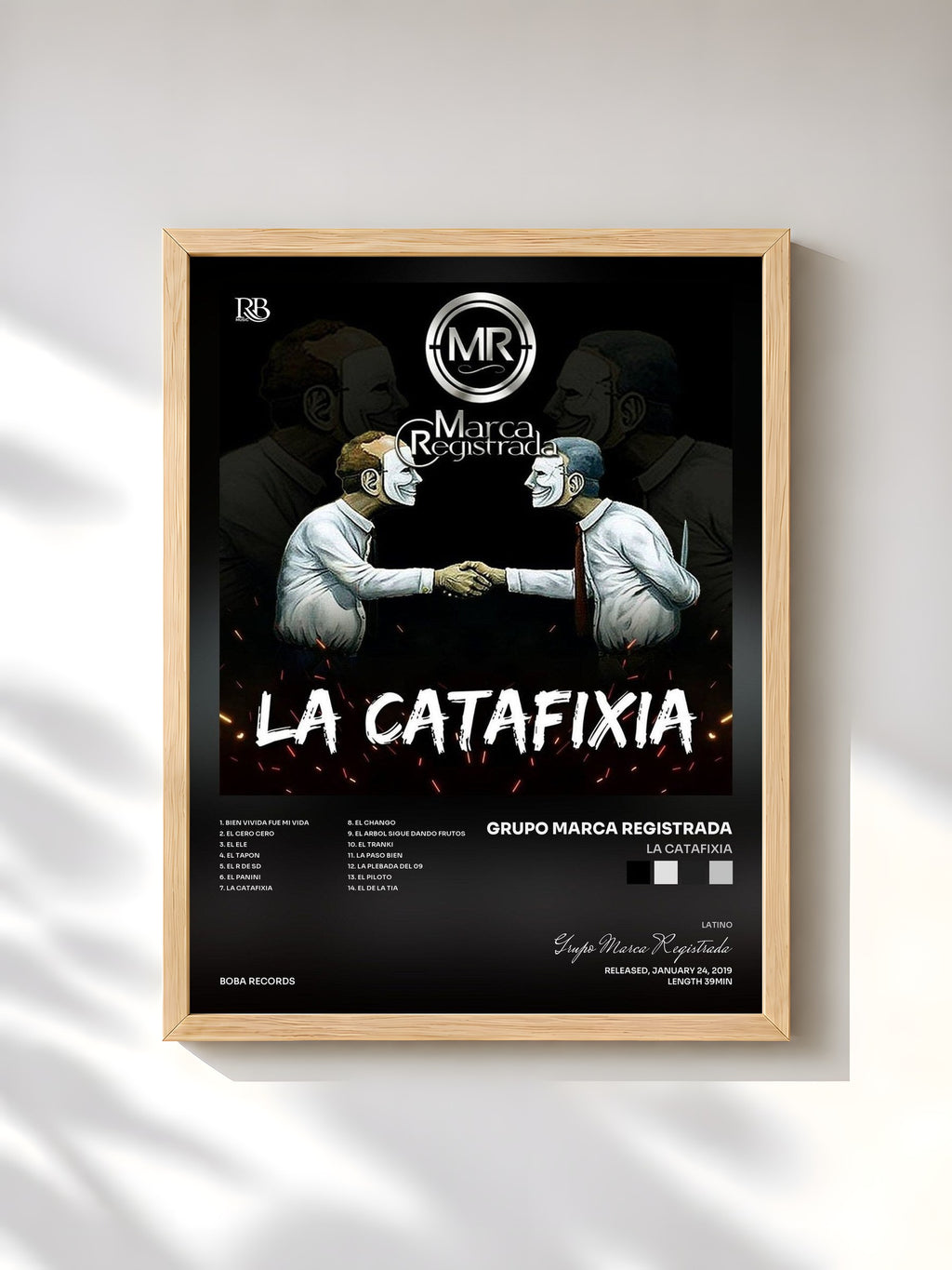 #bois Tableau de l'album La Catafixia de Grupo Marca Registrada, cadre en bois brut, imprimé et encadré en France