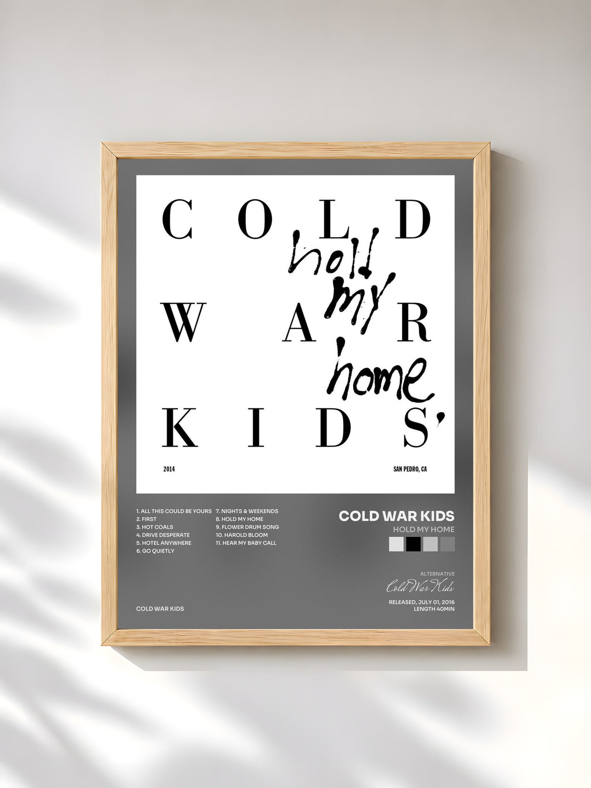 #bois Tableau de l'album Hold My Home de Cold War Kids, cadre en bois brut, imprimé et encadré en France