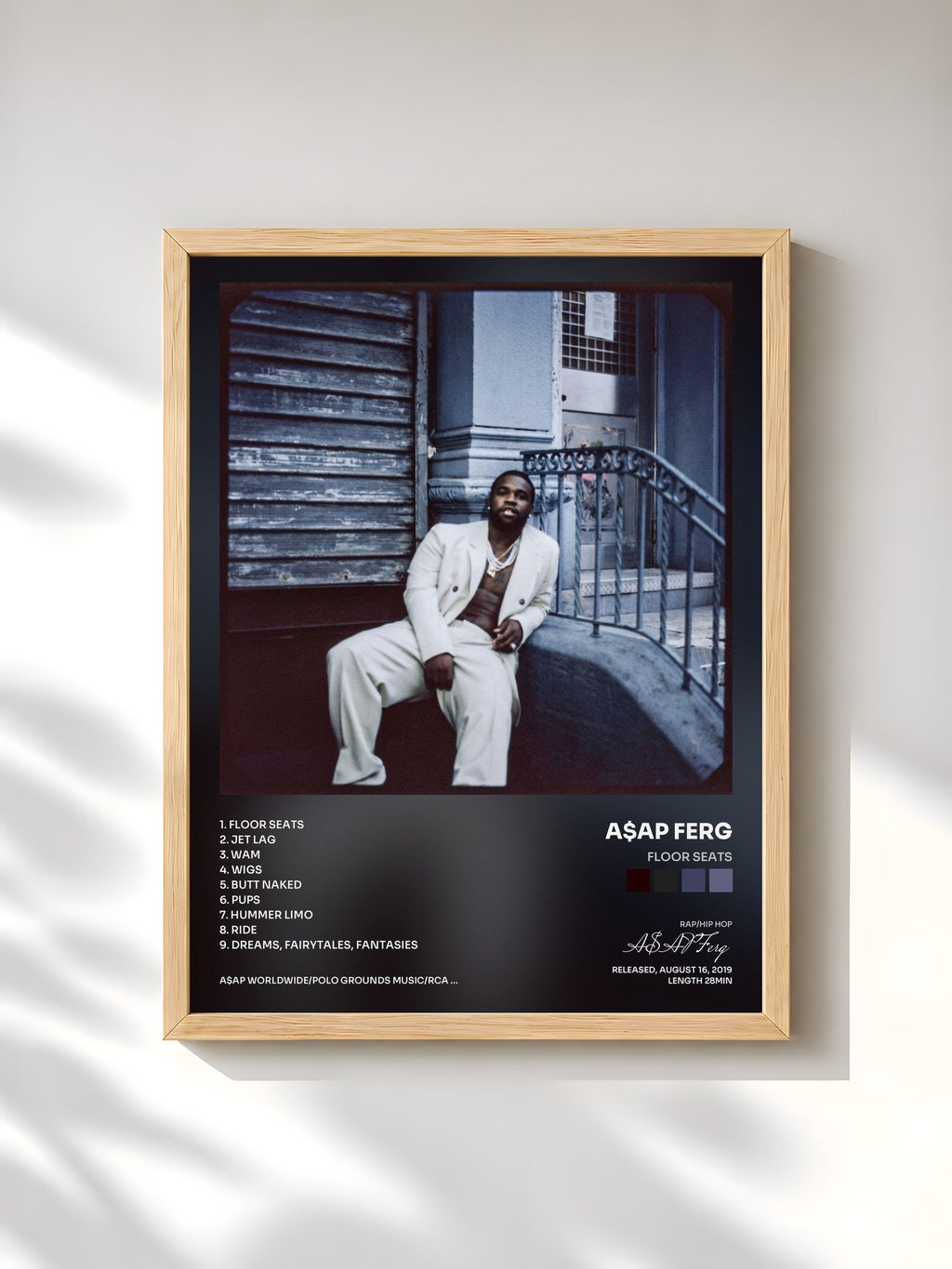 #bois Tableau de l'album Floor Seats de A$AP Ferg, cadre en bois brut, imprimé et encadré en France