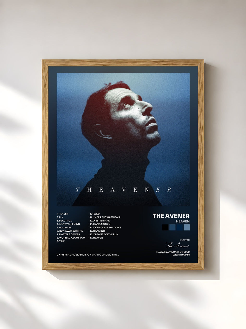 #bois Tableau de l'album Heaven de The Avener, cadre en bois brut, imprimé et encadré en France