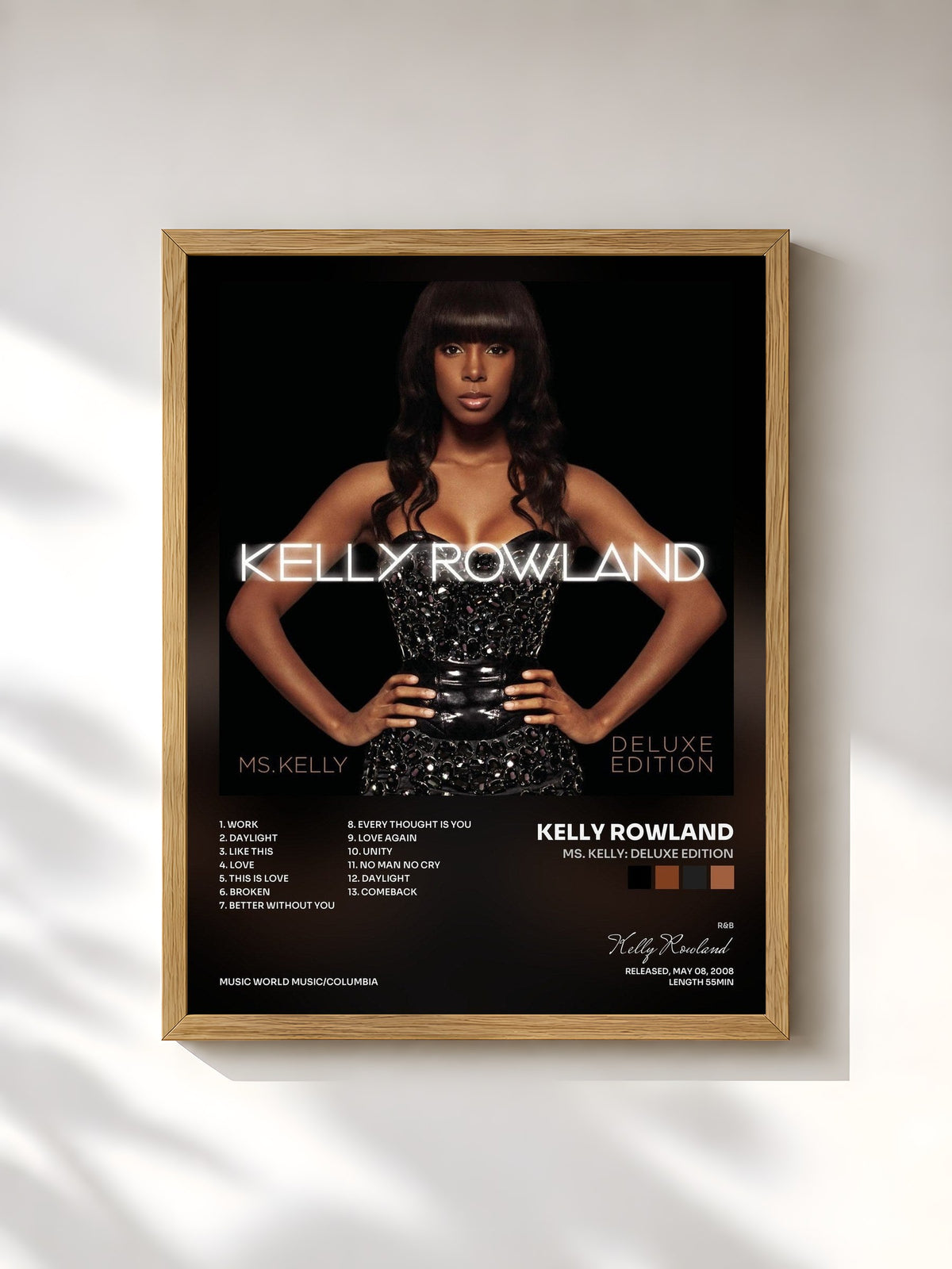 #bois Tableau de l'album Ms. Kelly: Deluxe Edition de Kelly Rowland, cadre en bois brut, imprimé et encadré en France