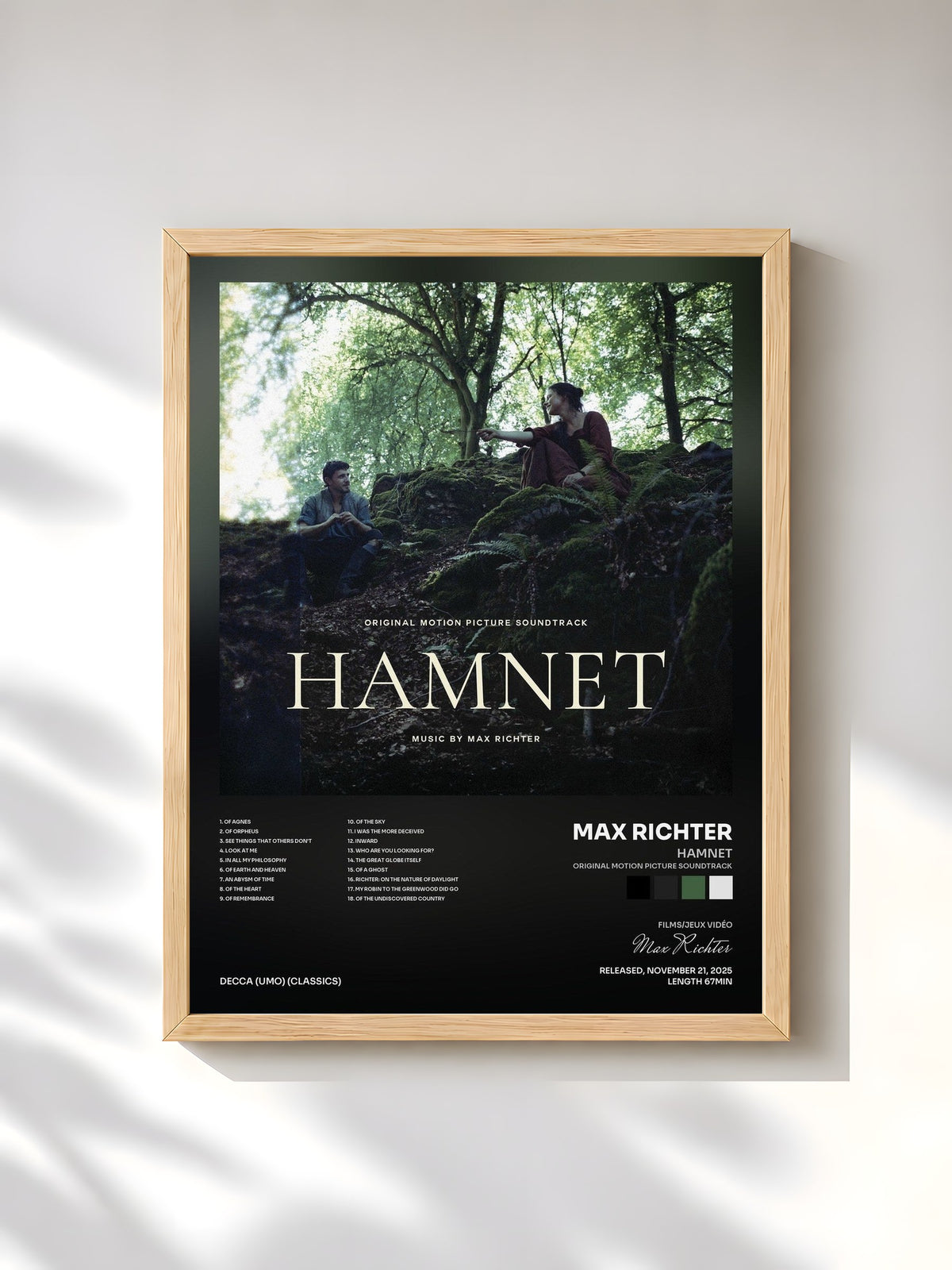 #bois Tableau de l'album Hamnet (Original Motion Picture Soundtrack) de Max Richter, cadre en bois brut, imprimé et encadré en France