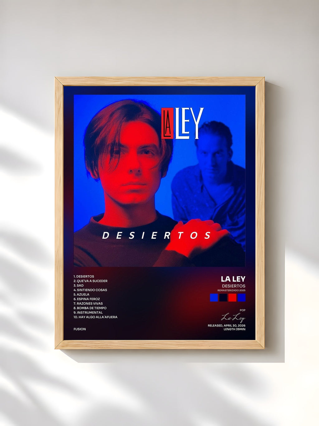 #bois Tableau de l'album Desiertos (Remasterizado 2025) de La Ley, cadre en bois brut, imprimé et encadré en France