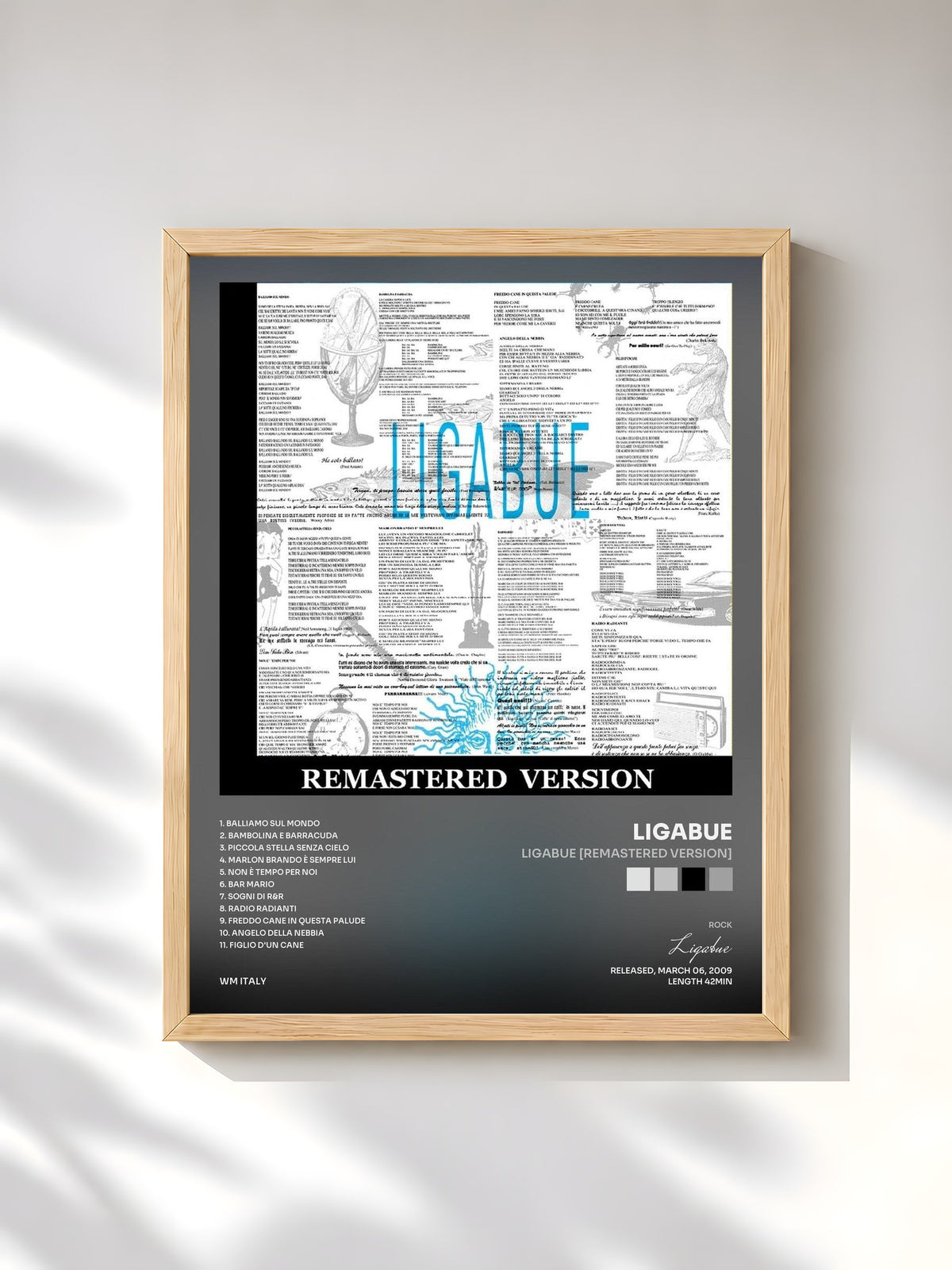 #bois Tableau de l'album Ligabue [Remastered Version] de Ligabue, cadre en bois brut, imprimé et encadré en France