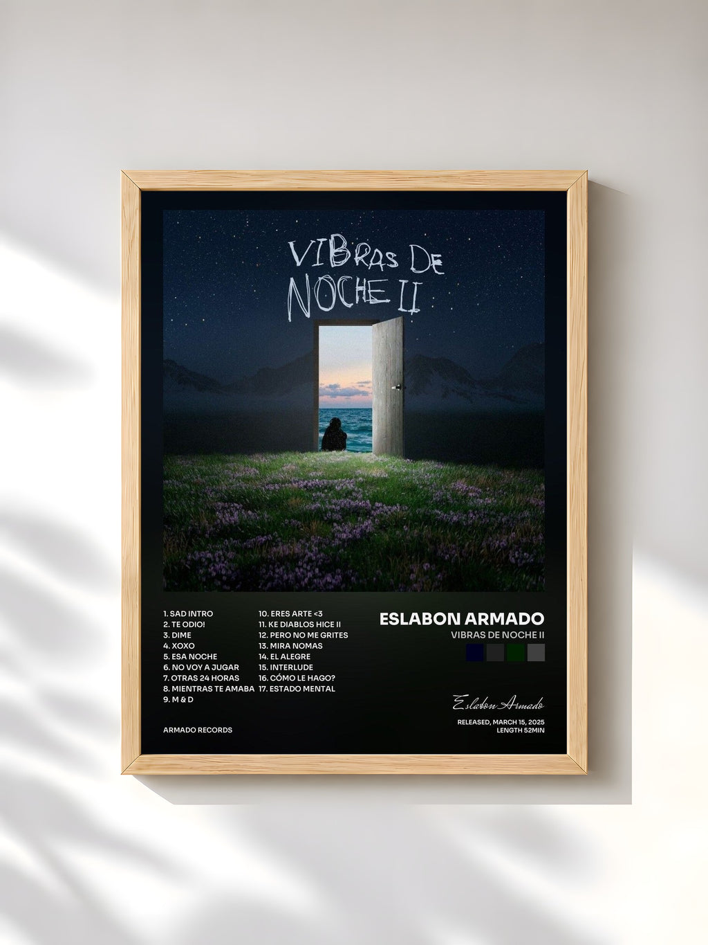 #bois Tableau de l'album Vibras De Noche II de Eslabon Armado, cadre en bois brut, imprimé et encadré en France