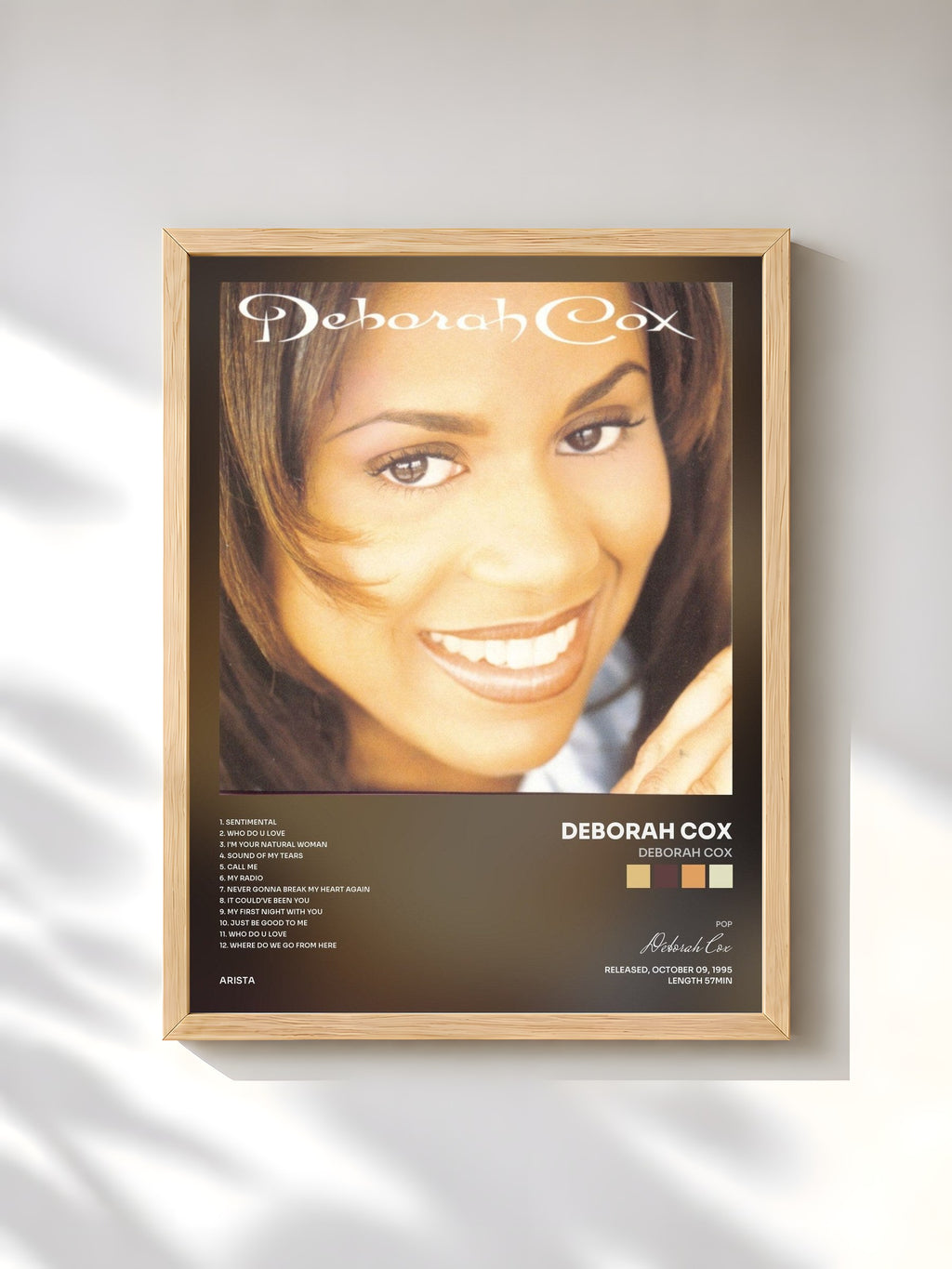 #bois Tableau de l'album Deborah Cox de Deborah Cox, cadre en bois brut, imprimé et encadré en France