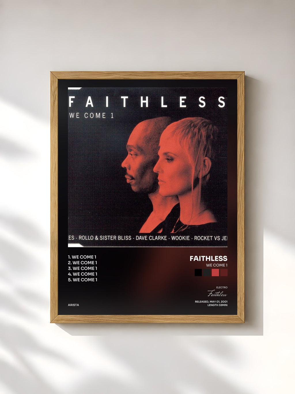 #bois Tableau de l'album We Come 1 de Faithless, cadre en bois brut, imprimé et encadré en France