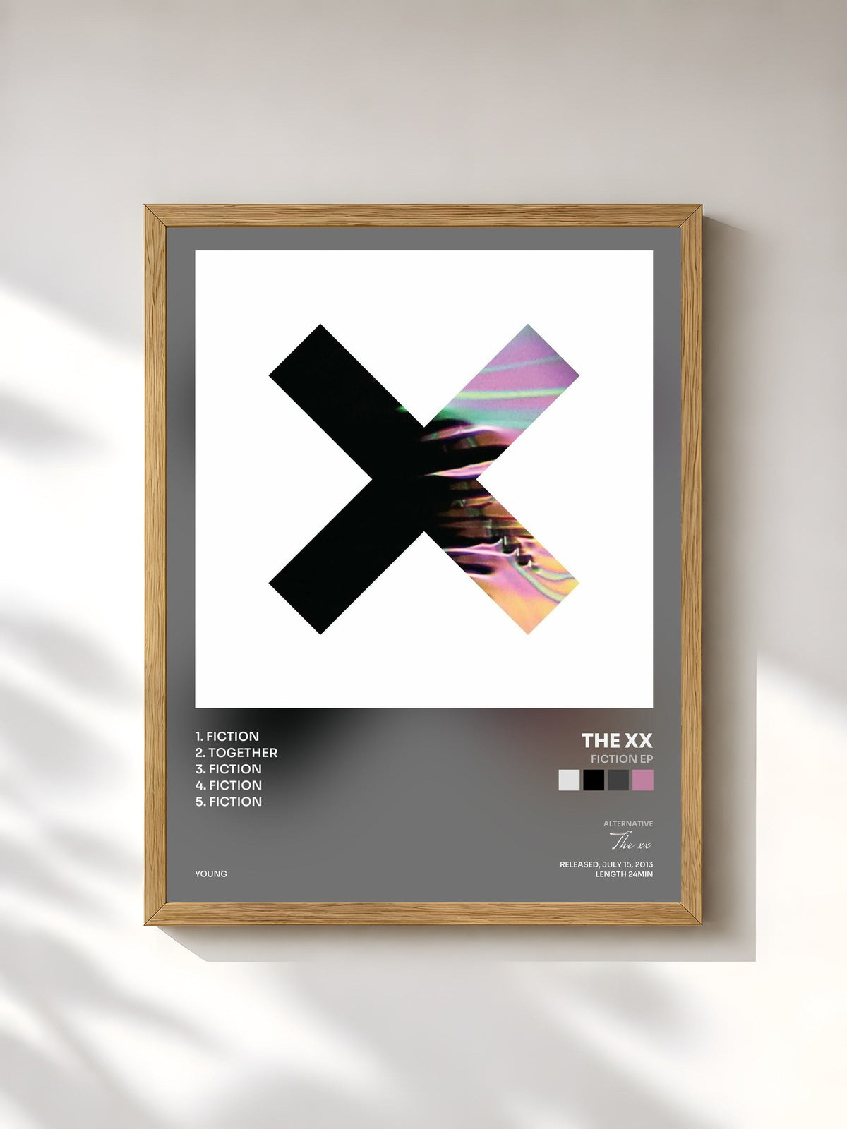 #bois Tableau de l'album Fiction EP de The xx, cadre en bois brut, imprimé et encadré en France