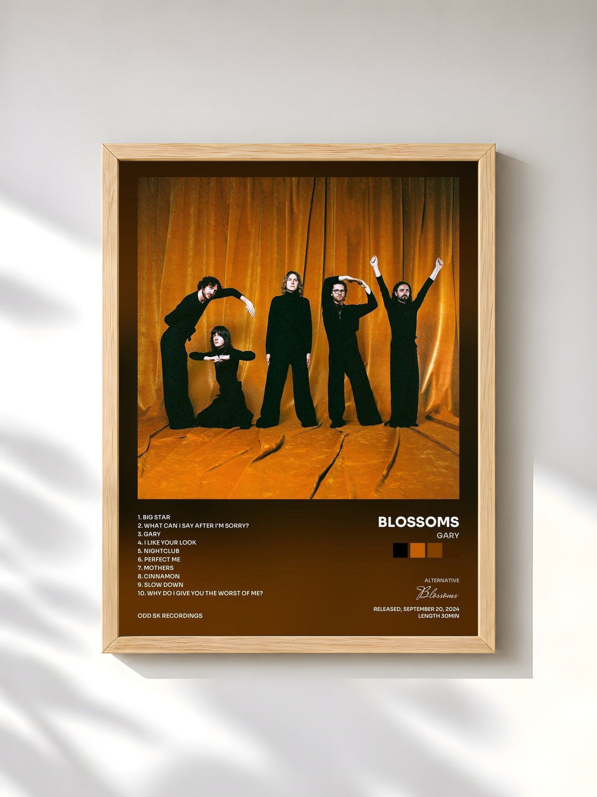 #bois Tableau de l'album Gary de Blossoms, cadre en bois brut, imprimé et encadré en France