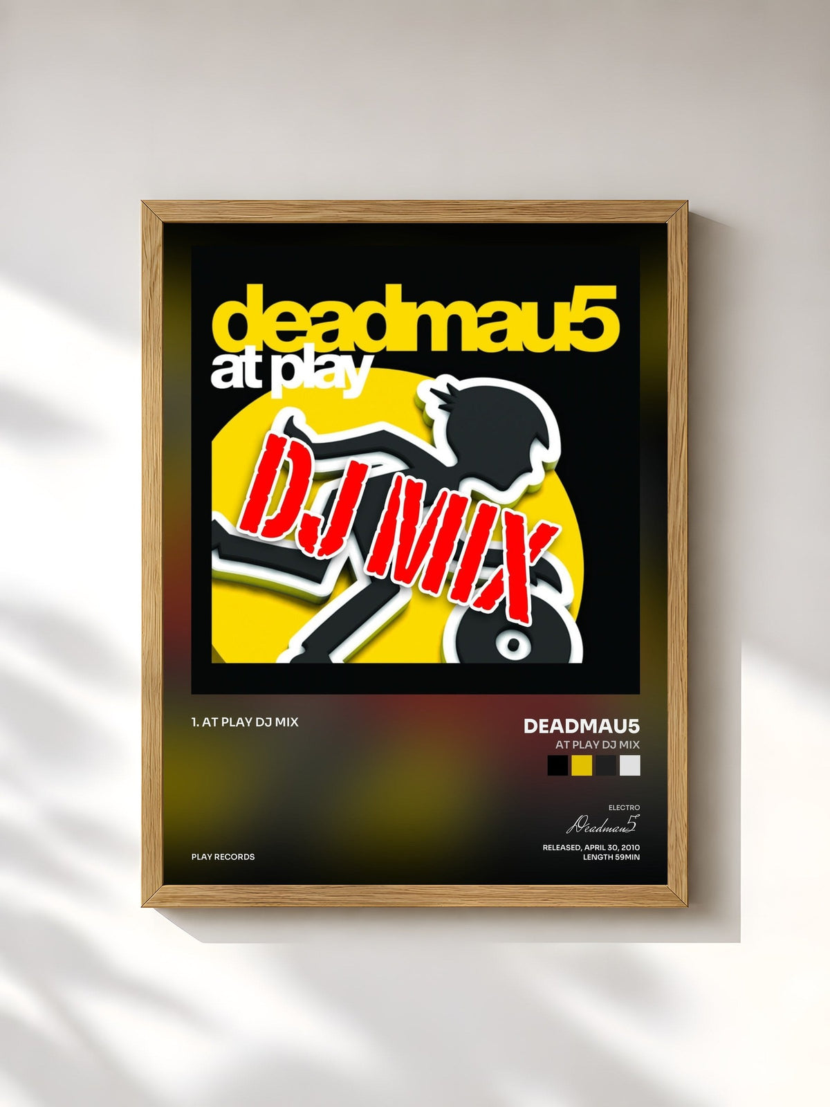 #bois Tableau de l'album At Play DJ Mix de Deadmau5, cadre en bois brut, imprimé et encadré en France