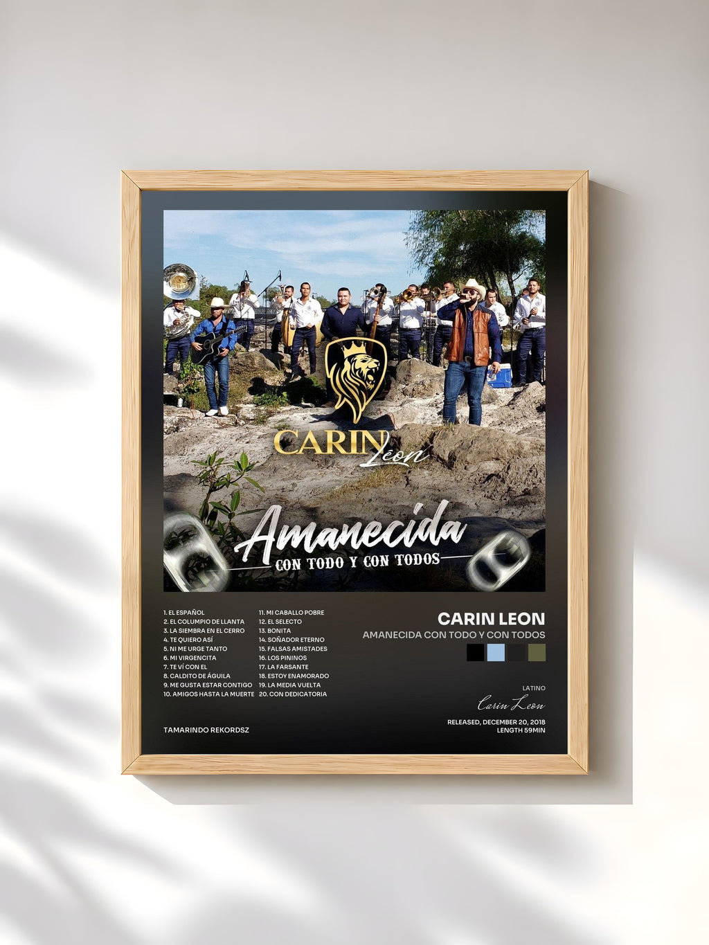 #bois Tableau de l'album Amanecida Con Todo y Con Todos de Carin Leon, cadre en bois brut, imprimé et encadré en France
