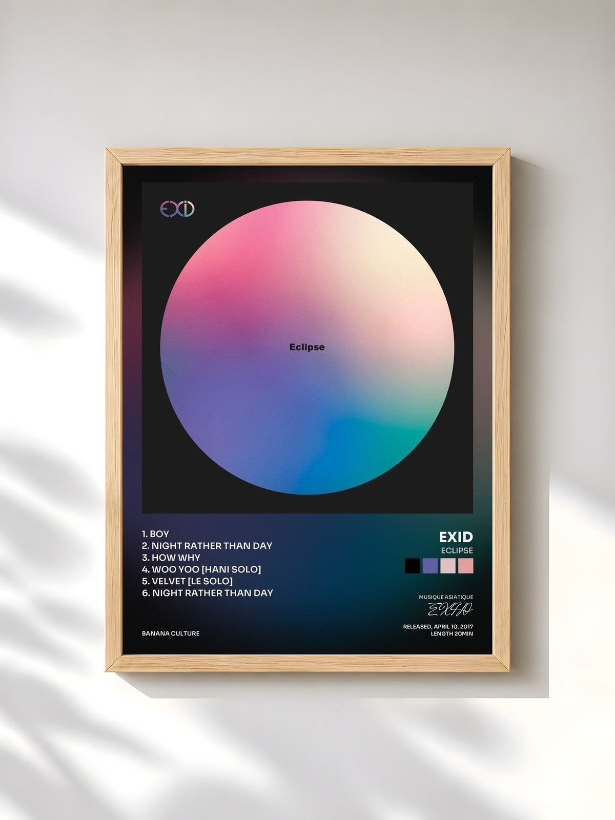 #bois Tableau de l'album Eclipse de EXID, cadre en bois brut, imprimé et encadré en France