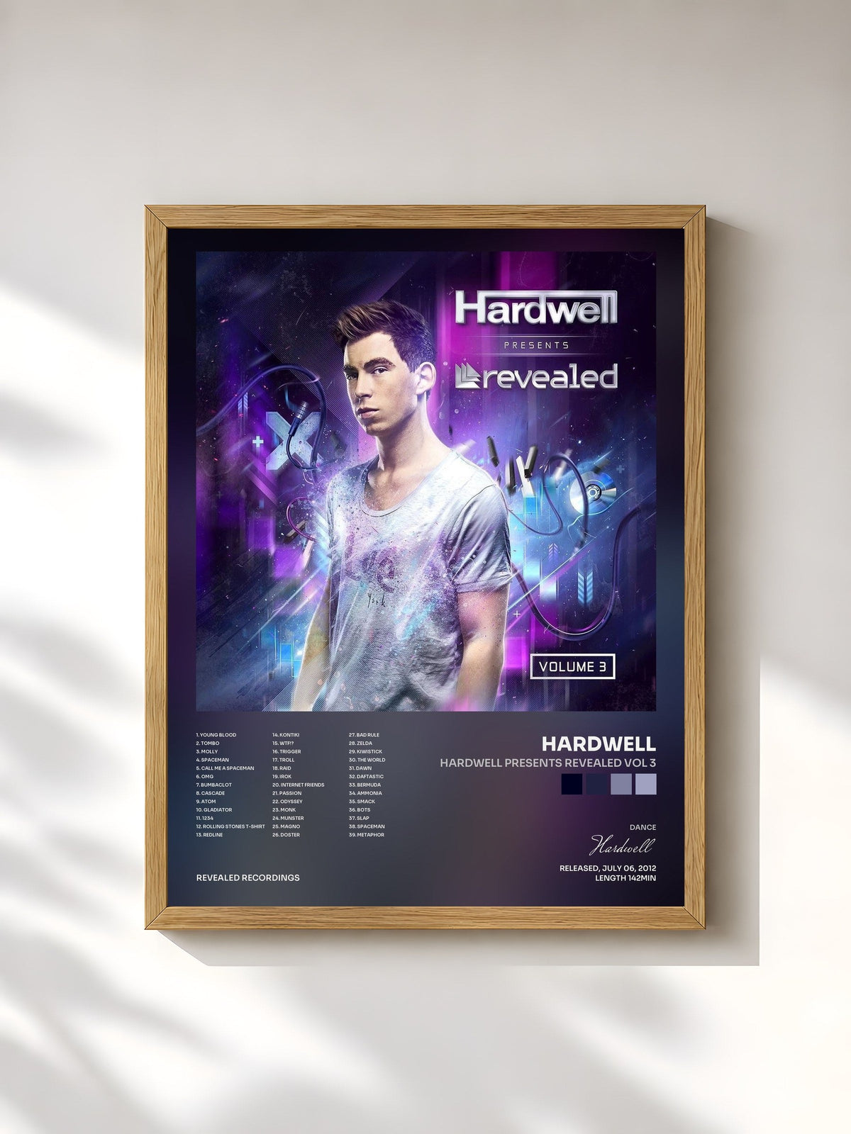 #bois Tableau de l'album Hardwell Presents Revealed Vol 3 de Hardwell, cadre en bois brut, imprimé et encadré en France