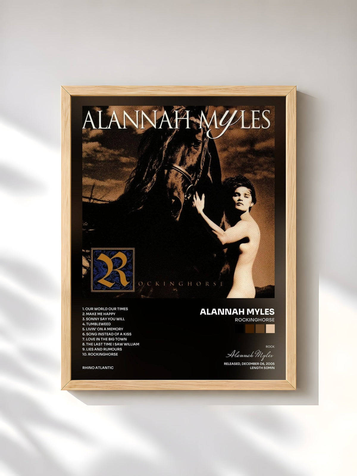 #bois Tableau de l'album Rockinghorse de Alannah Myles, cadre en bois brut, imprimé et encadré en France