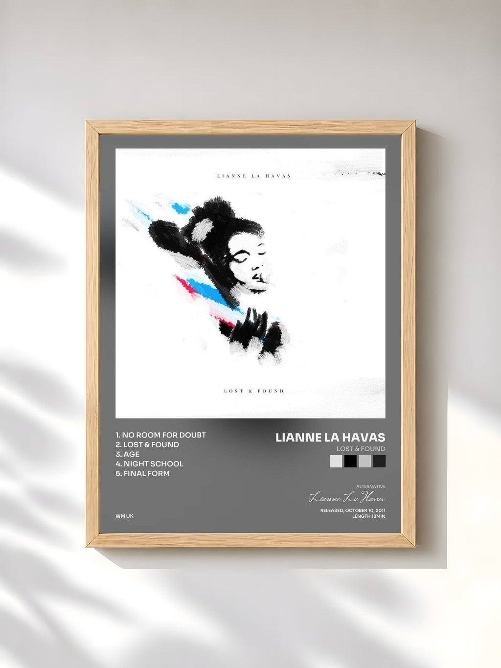 #bois Tableau de l'album Lost & Found de Lianne La Havas, cadre en bois brut, imprimé et encadré en France