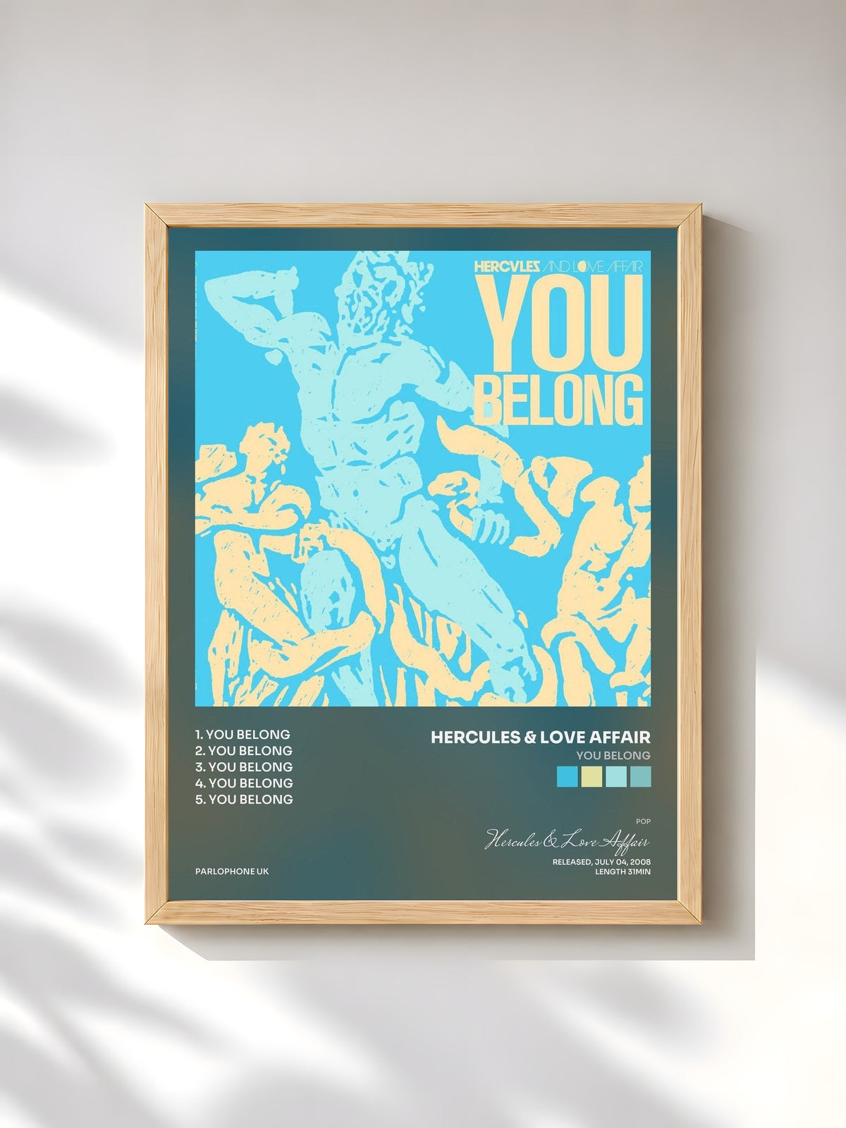 #bois Tableau de l'album You Belong de Hercules & Love Affair, cadre en bois brut, imprimé et encadré en France