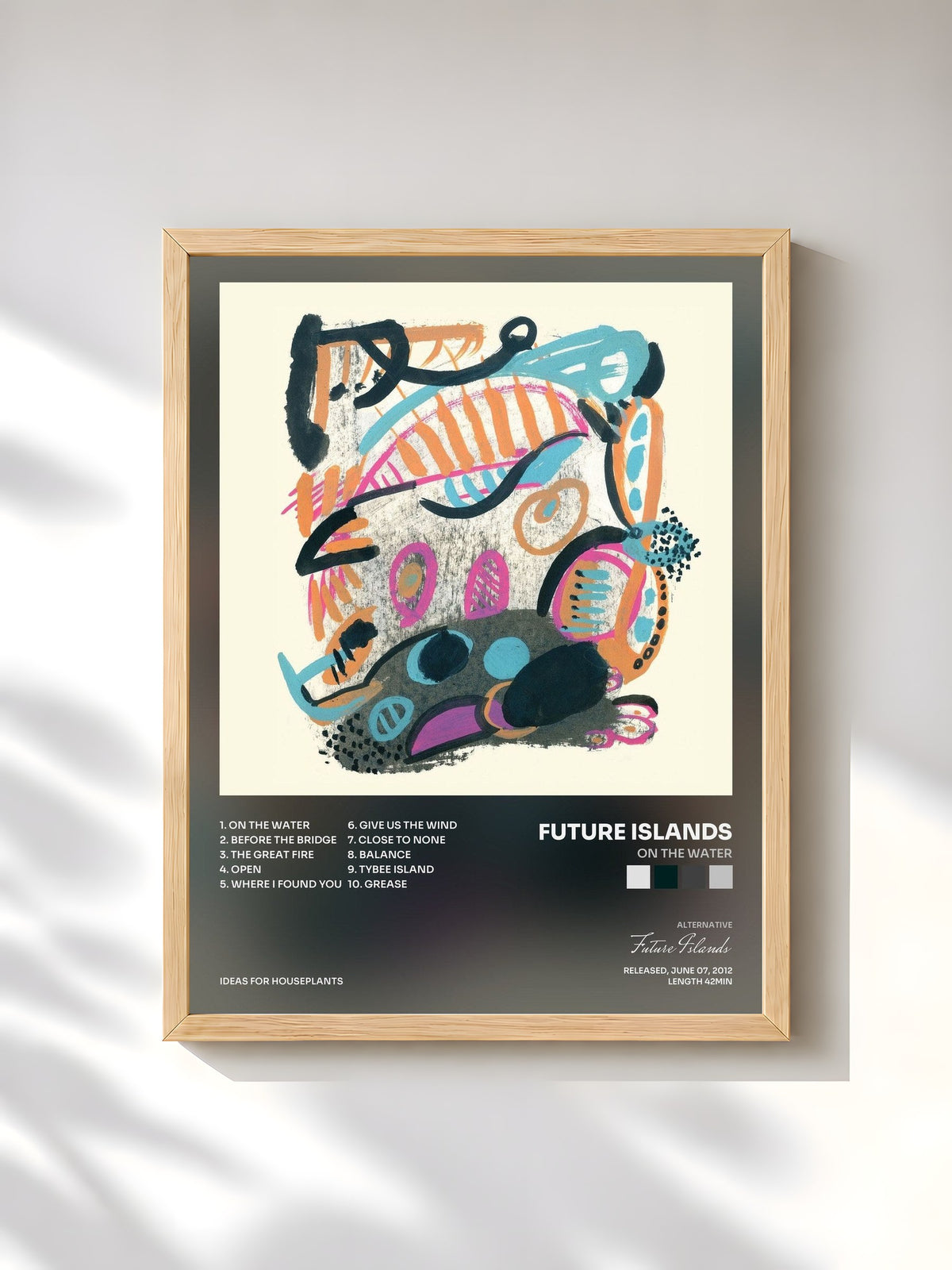 #bois Tableau de l'album On the Water de Future Islands, cadre en bois brut, imprimé et encadré en France