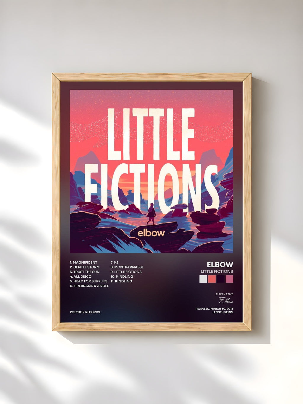 #bois Tableau de l'album Little Fictions de Elbow, cadre en bois brut, imprimé et encadré en France