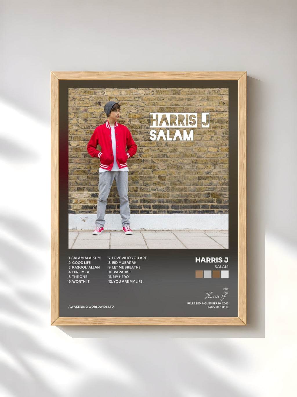 #bois Tableau de l'album Salam de Harris J, cadre en bois brut, imprimé et encadré en France
