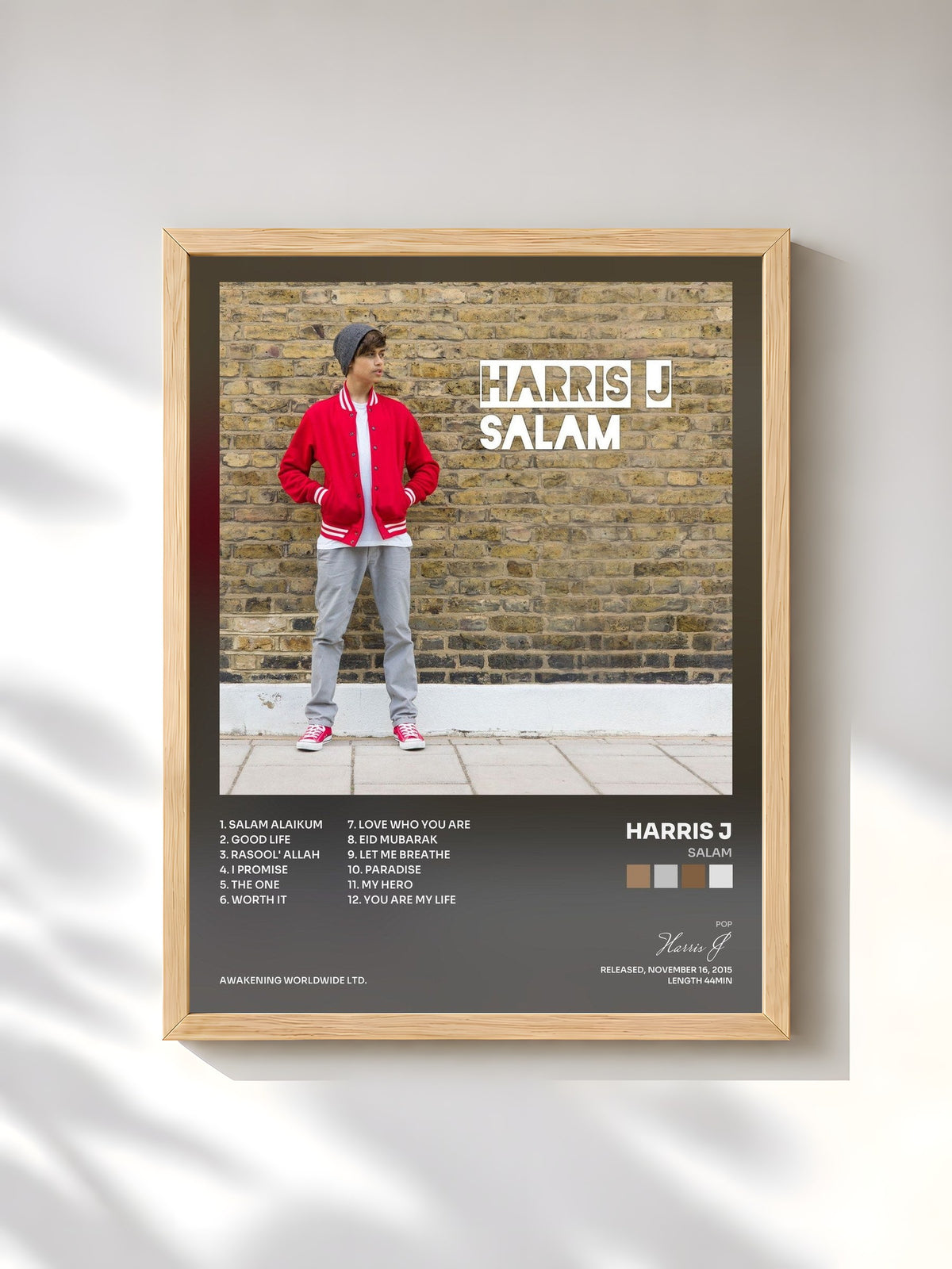 #bois Tableau de l'album Salam de Harris J, cadre en bois brut, imprimé et encadré en France