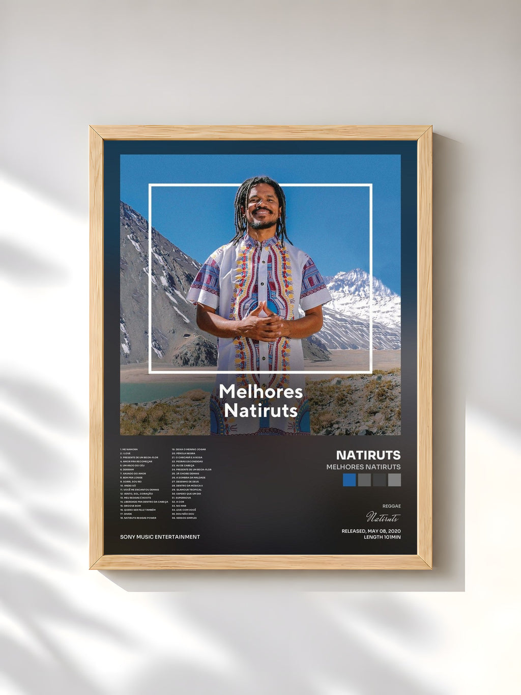 #bois Tableau de l'album Melhores Natiruts de Natiruts, cadre en bois brut, imprimé et encadré en France