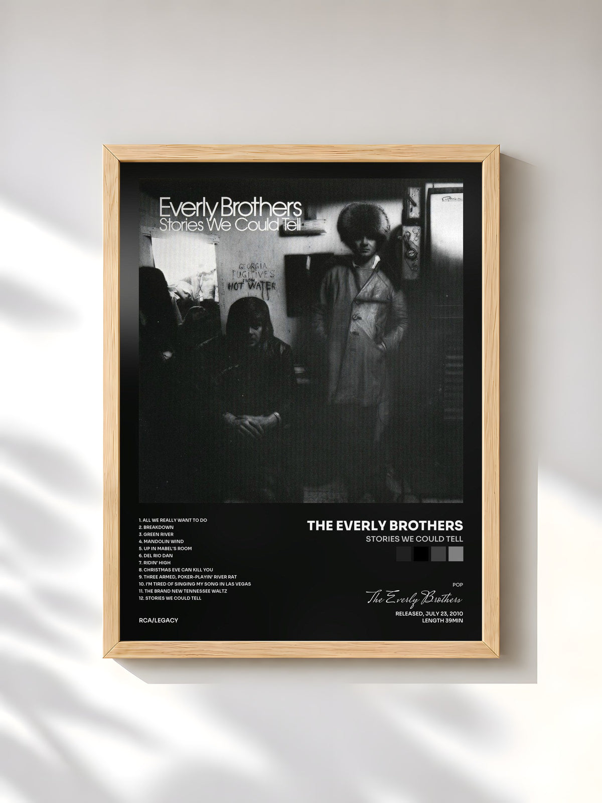 #bois Tableau de l'album Stories We Could Tell de The Everly Brothers, cadre en bois brut, imprimé et encadré en France