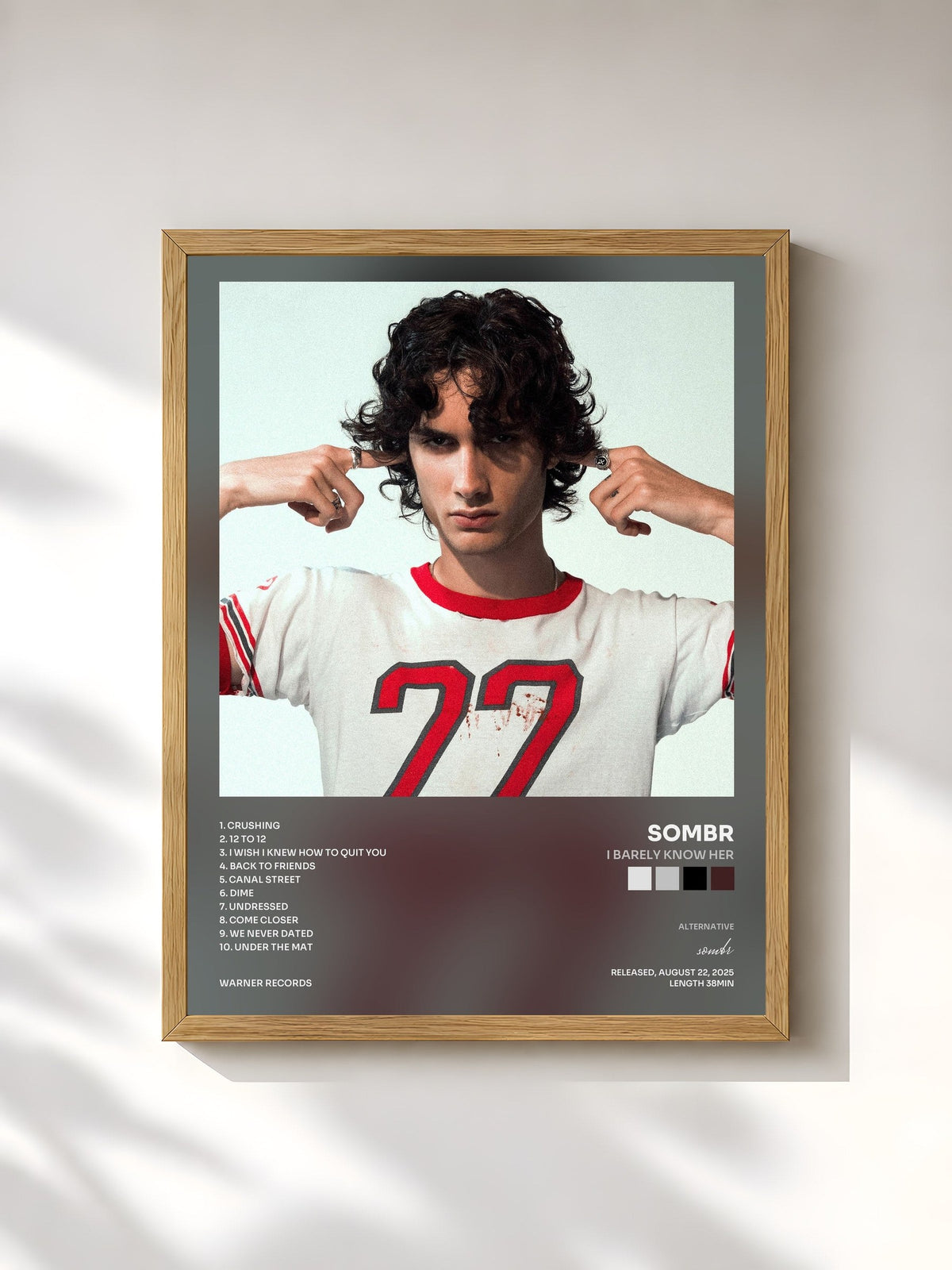 #bois Tableau de l'album I Barely Know Her de sombr, cadre en bois brut, imprimé et encadré en France