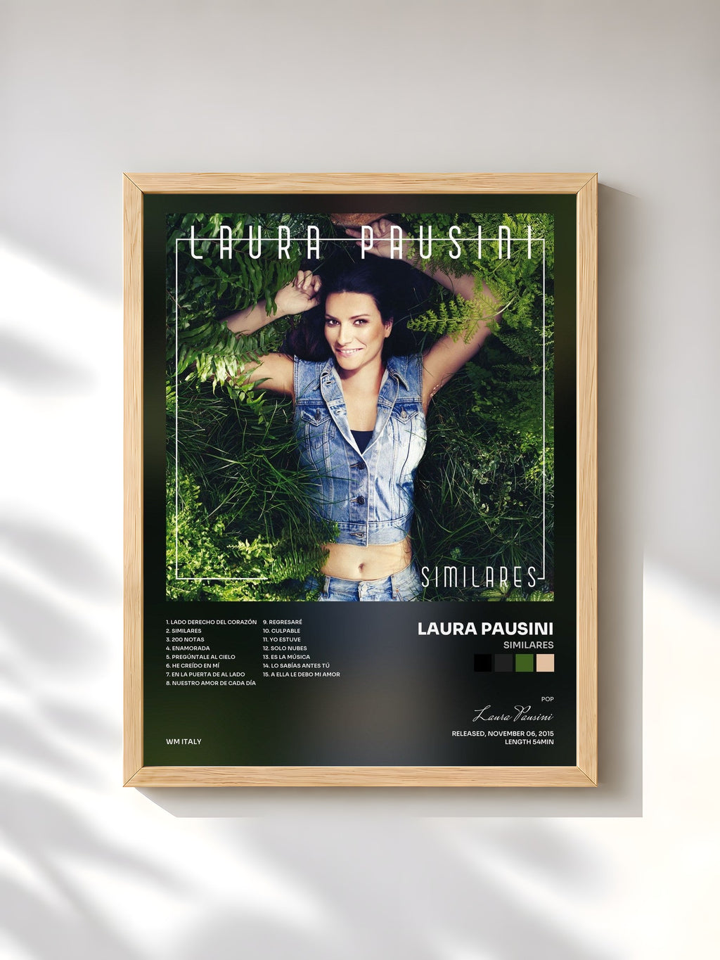 #bois Tableau de l'album Similares de Laura Pausini, cadre en bois brut, imprimé et encadré en France