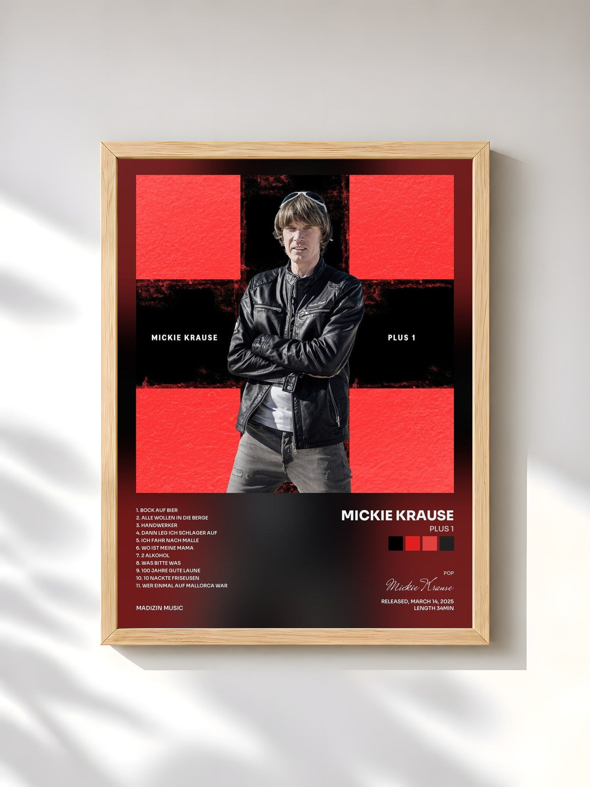 #bois Tableau de l'album Plus 1 de Mickie Krause, cadre en bois brut, imprimé et encadré en France