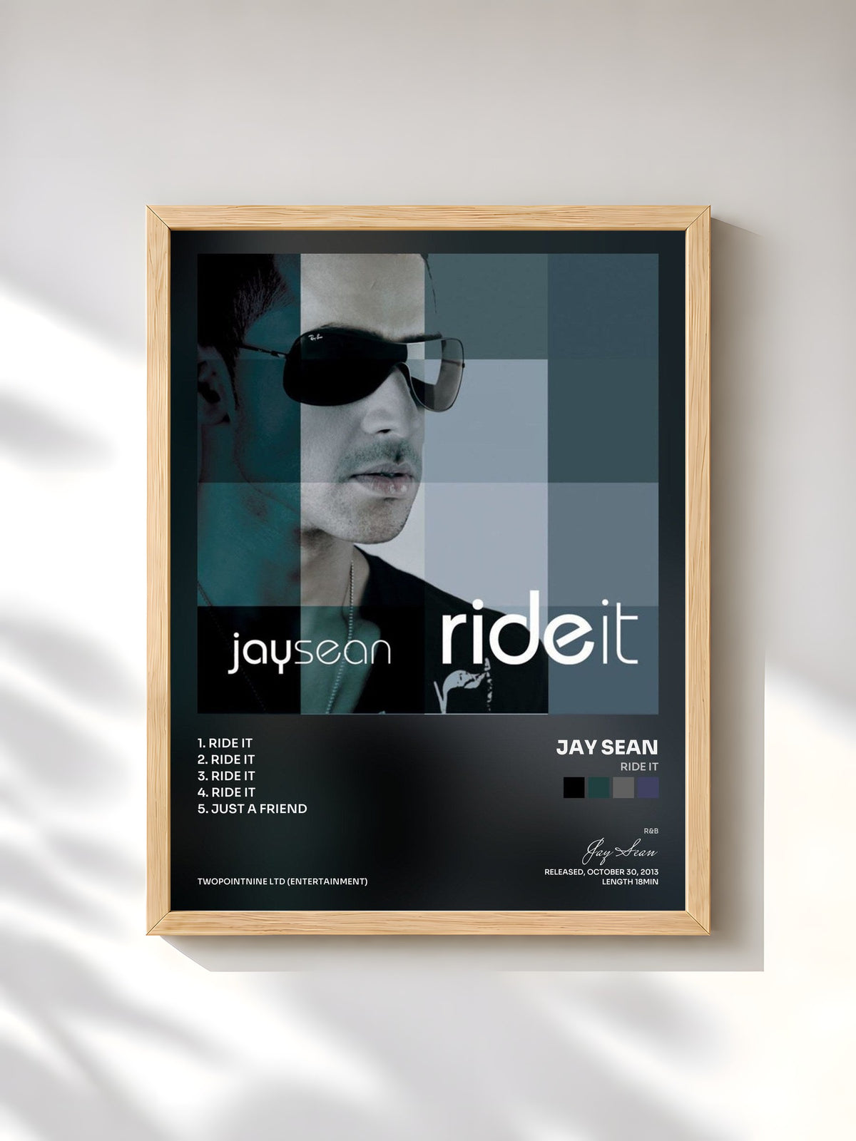 #bois Tableau de l'album Ride It de Jay Sean, cadre en bois brut, imprimé et encadré en France