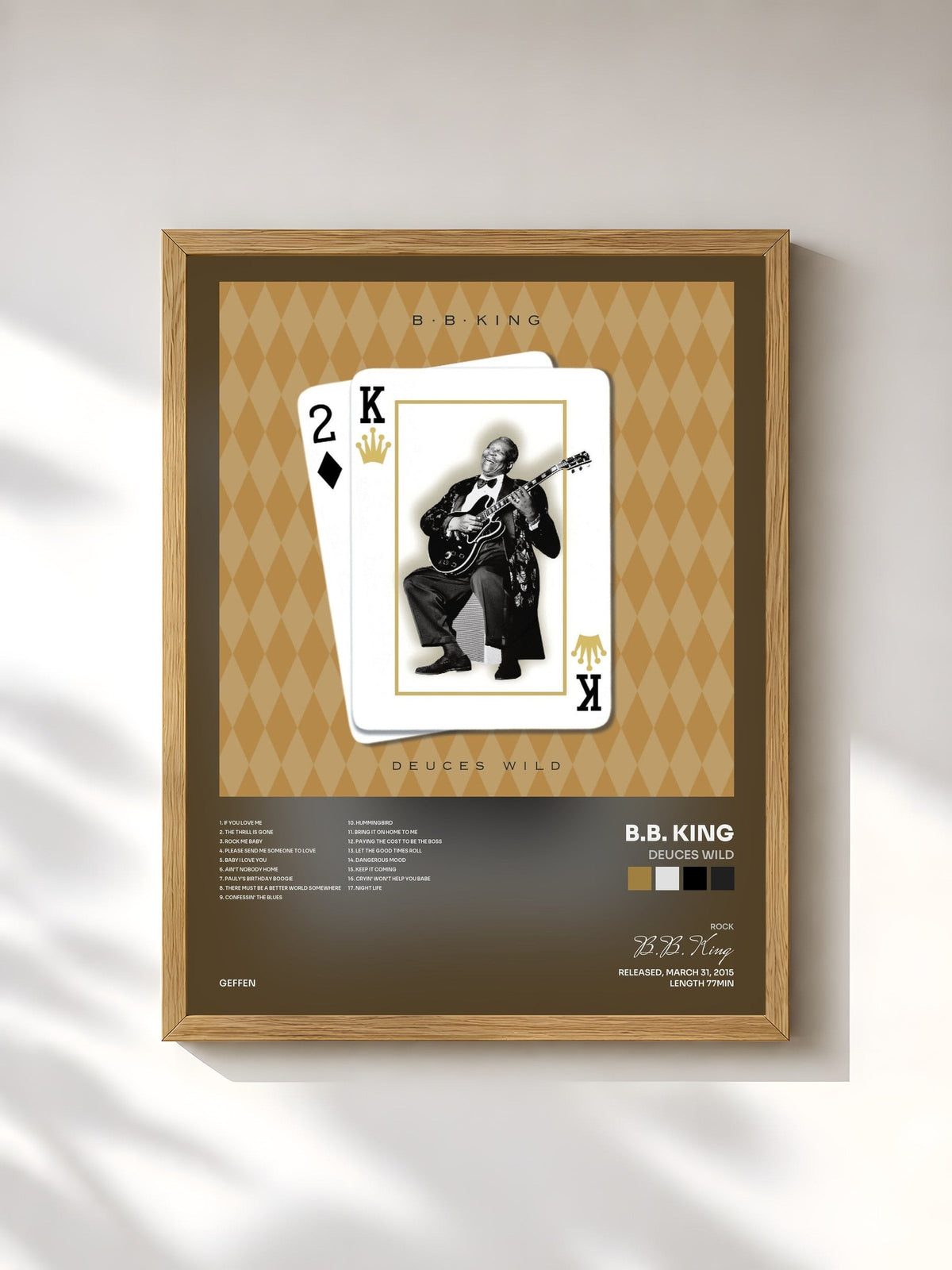 #bois Tableau de l'album Deuces Wild de B.B. King, cadre en bois brut, imprimé et encadré en France