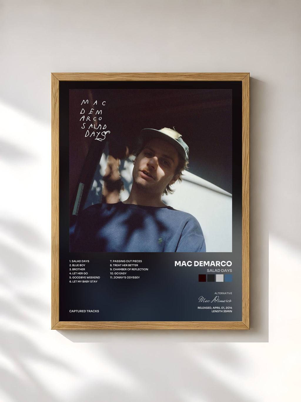 #bois Tableau de l'album Salad Days de Mac Demarco, cadre en bois brut, imprimé et encadré en France