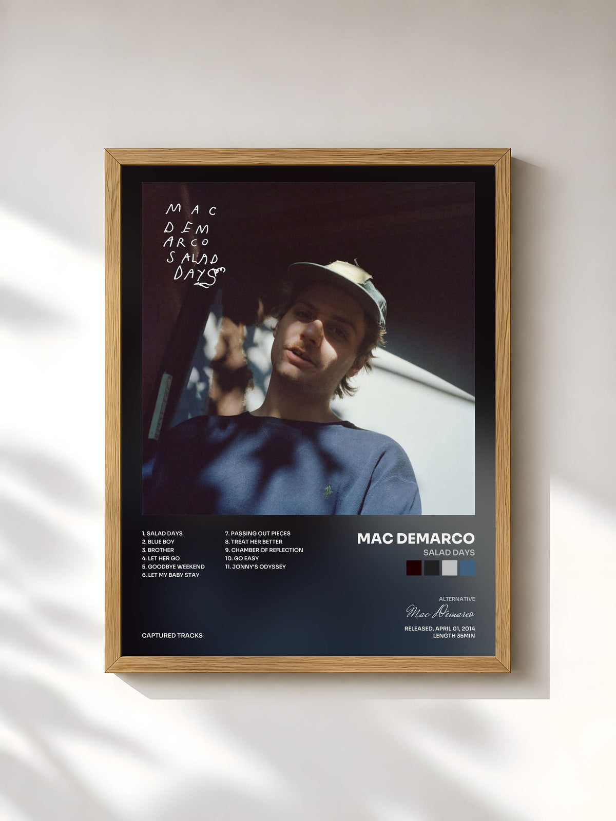#bois Tableau de l'album Salad Days de Mac Demarco, cadre en bois brut, imprimé et encadré en France