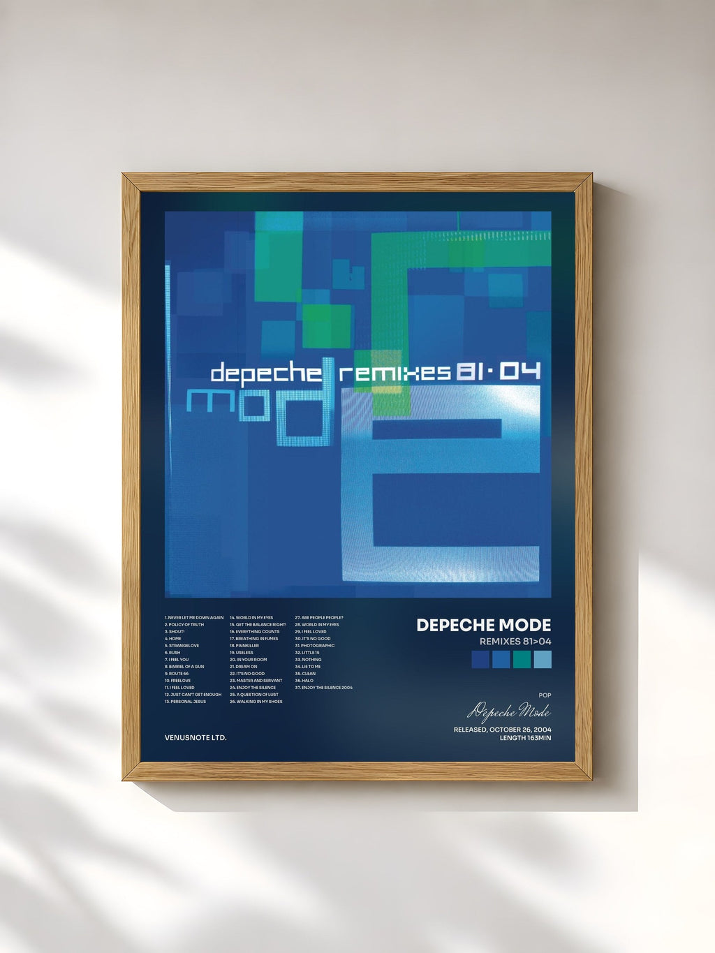 #bois Tableau de l'album Remixes 81>04 de Depeche Mode, cadre en bois brut, imprimé et encadré en France