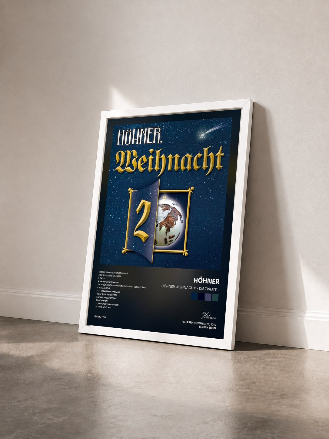 #blanc Tableau de l'album Höhner Weihnacht' - Die Zweite - de Höhner vu de trois quarts, cadre blanc