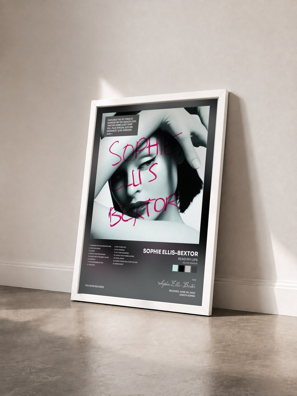 #blanc Tableau de l'album Read My Lips (Deluxe Version) de Sophie Ellis-Bextor vu de trois quarts, cadre blanc