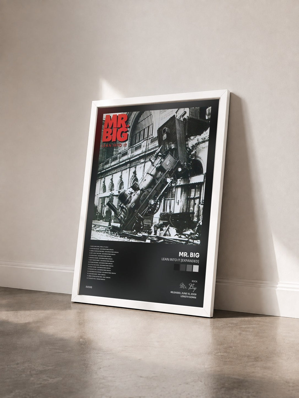 #blanc Tableau de l'album Lean Into It [Expanded] de Mr. Big vu de trois quarts, cadre blanc