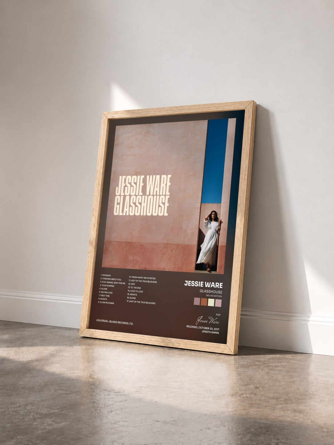 #bois Tableau de l'album Glasshouse (Deluxe Edition) de Jessie Ware vu de trois quarts, cadre en bois brut