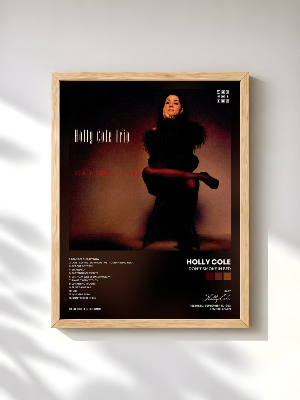 #bois Tableau de l'album Don't Smoke In Bed de Holly Cole, cadre en bois brut, imprimé et encadré en France