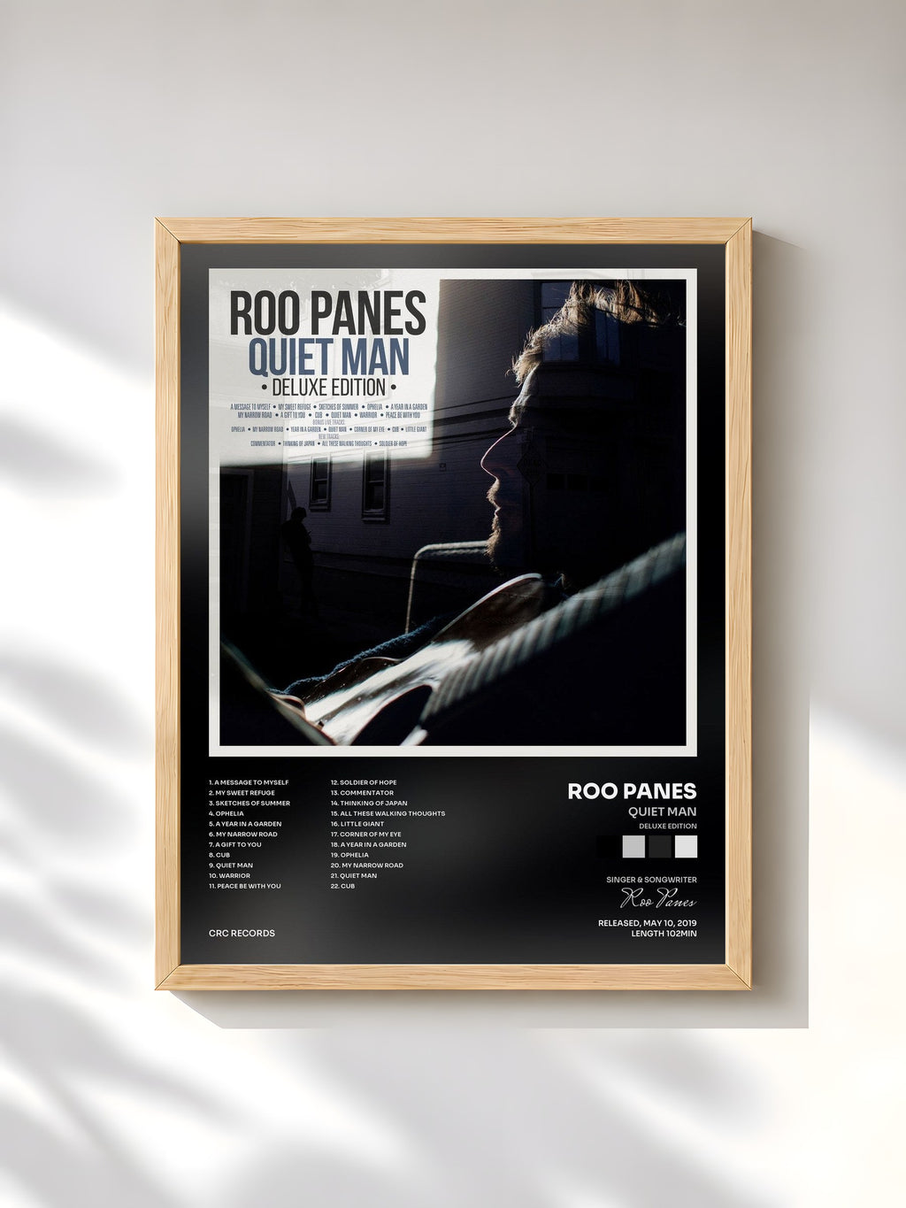 #bois Tableau de l'album Quiet Man (Deluxe Edition) de Roo Panes, cadre en bois brut, imprimé et encadré en France