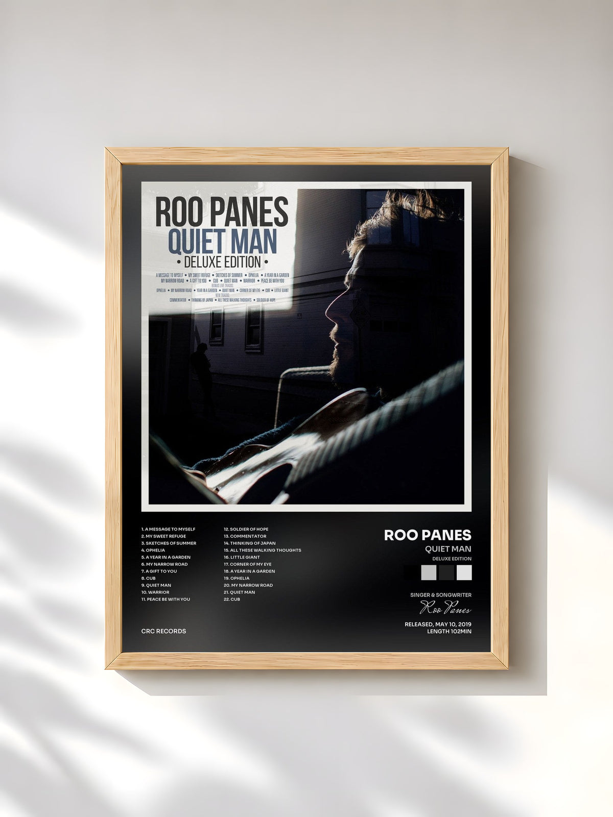 #bois Tableau de l'album Quiet Man (Deluxe Edition) de Roo Panes, cadre en bois brut, imprimé et encadré en France