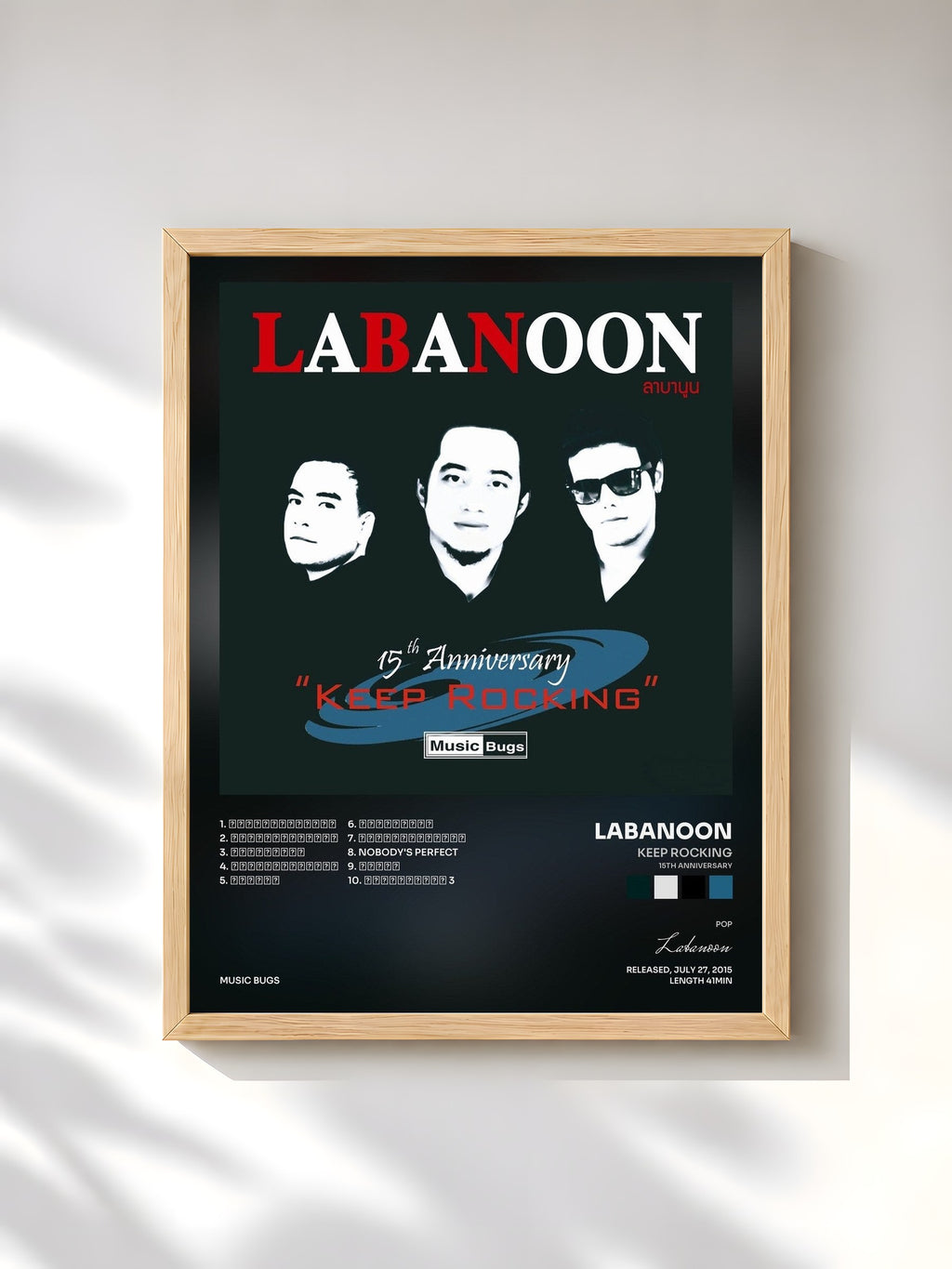 #bois Tableau de l'album Keep Rocking (15th Anniversary) de Labanoon, cadre en bois brut, imprimé et encadré en France