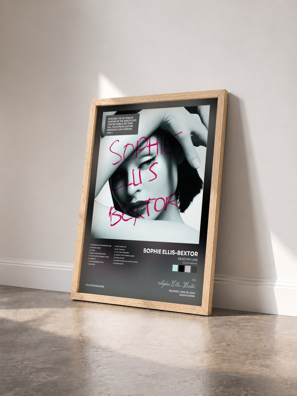 #bois Tableau de l'album Read My Lips (Deluxe Version) de Sophie Ellis-Bextor vu de trois quarts, cadre en bois brut