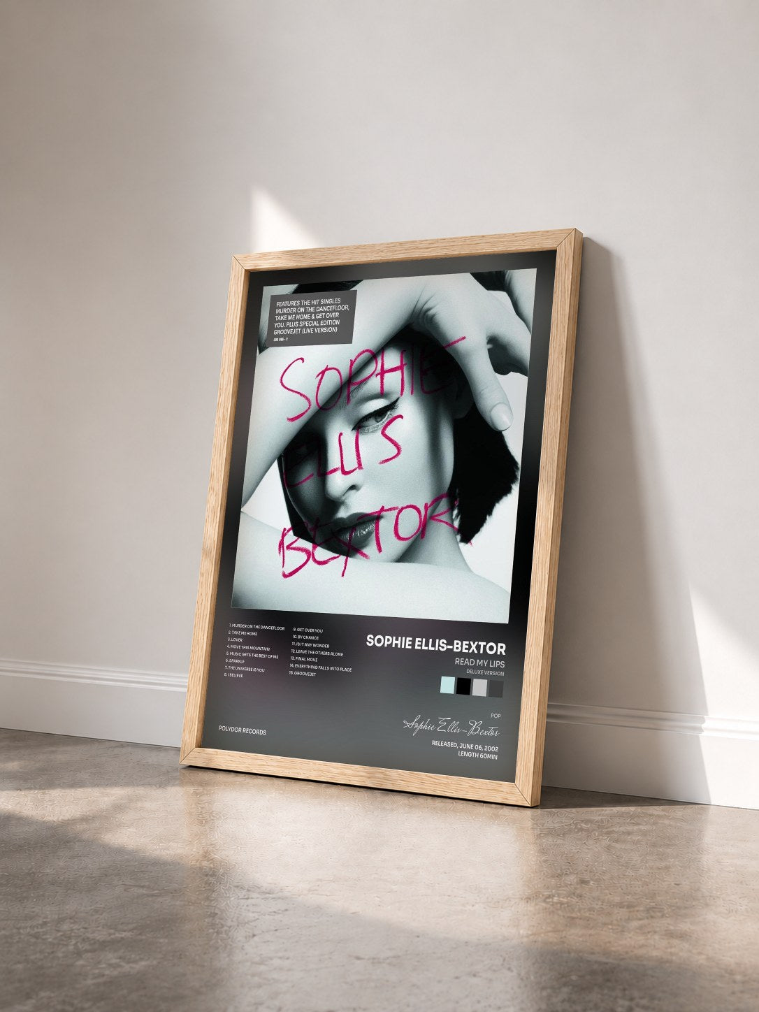 #bois Tableau de l'album Read My Lips (Deluxe Version) de Sophie Ellis-Bextor vu de trois quarts, cadre en bois brut