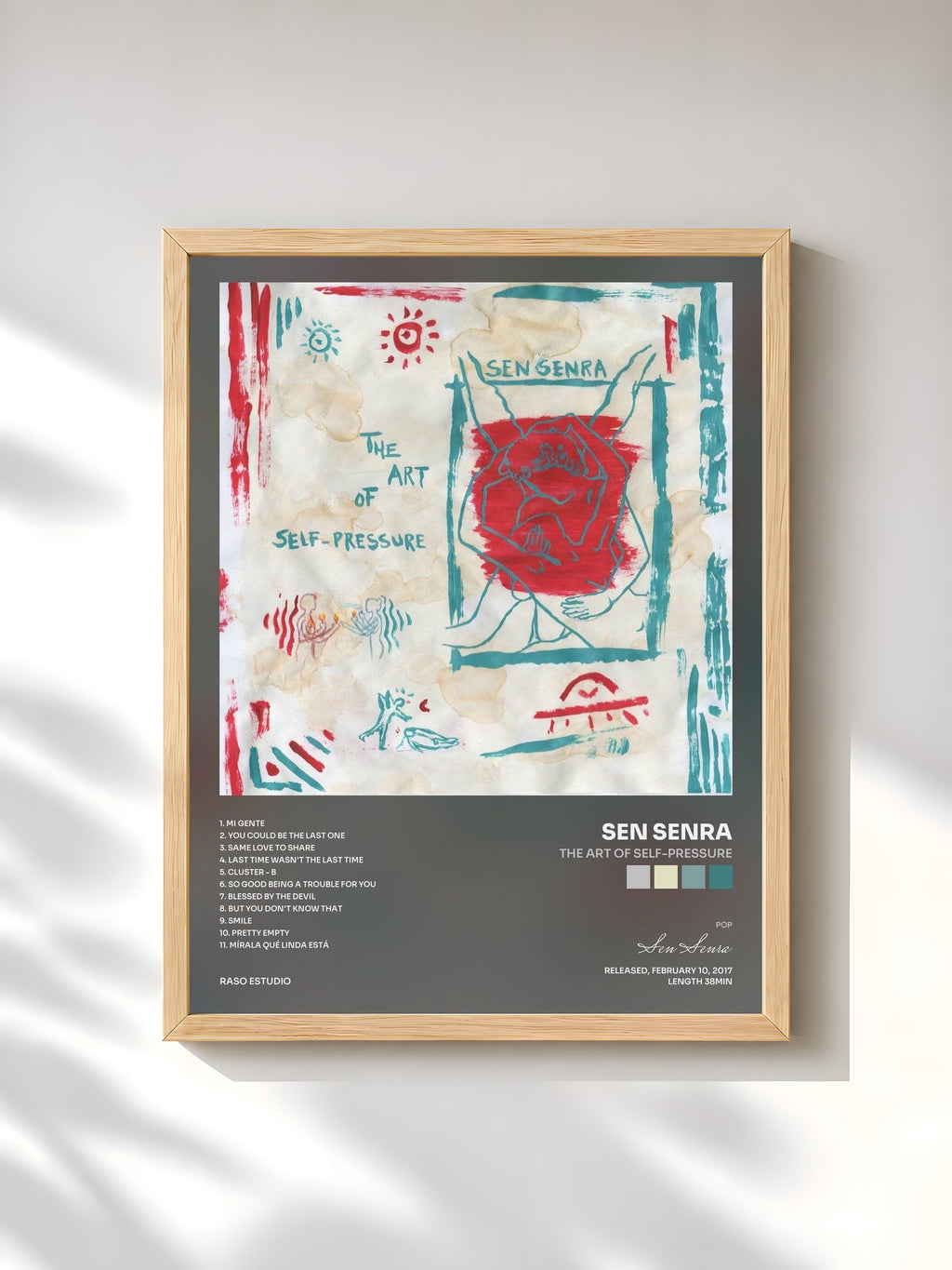 #bois Tableau de l'album The Art of Self-Pressure de Sen Senra, cadre en bois brut, imprimé et encadré en France