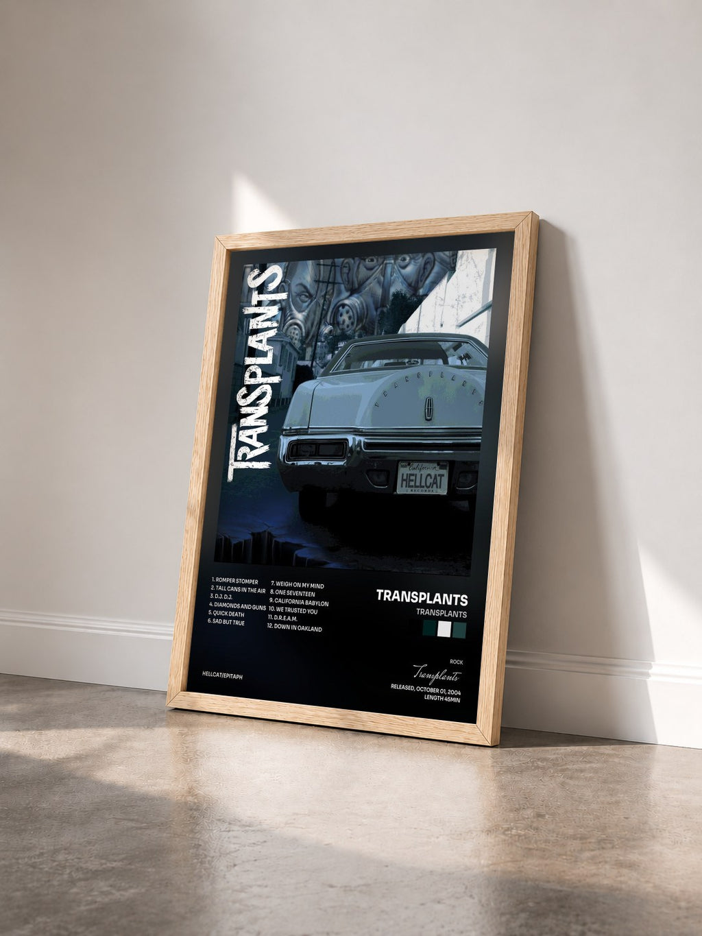 #bois Tableau de l'album Transplants de Transplants vu de trois quarts, cadre en bois brut